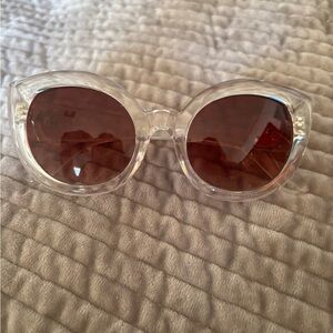 Crap EyeWear- Clear Cat eye Frame Sunglasses with Brown Lenses